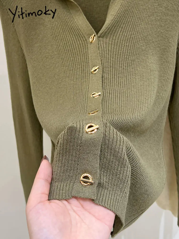 Yitimoky V Neck Knitted Cardigan For Women Fall