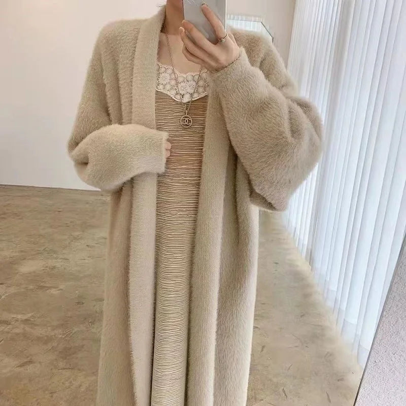 White Long Cardigan For Women Winter Clothes Knitted