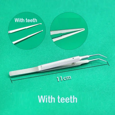Stainless Steel Round Handle Micro Tweezers Eyelid