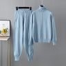 New Pieces Set Women Knitted Tracksuit Turtleneck Sweater