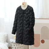 New Mid-Length Puffer Coats Women' Round Neck Fashion
