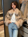 New Winter Lamb Fur Sheepskin Patchwork Coat Faux