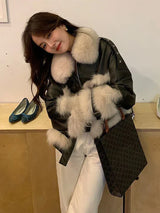 New Winter Lamb Fur Sheepskin Patchwork Coat Faux