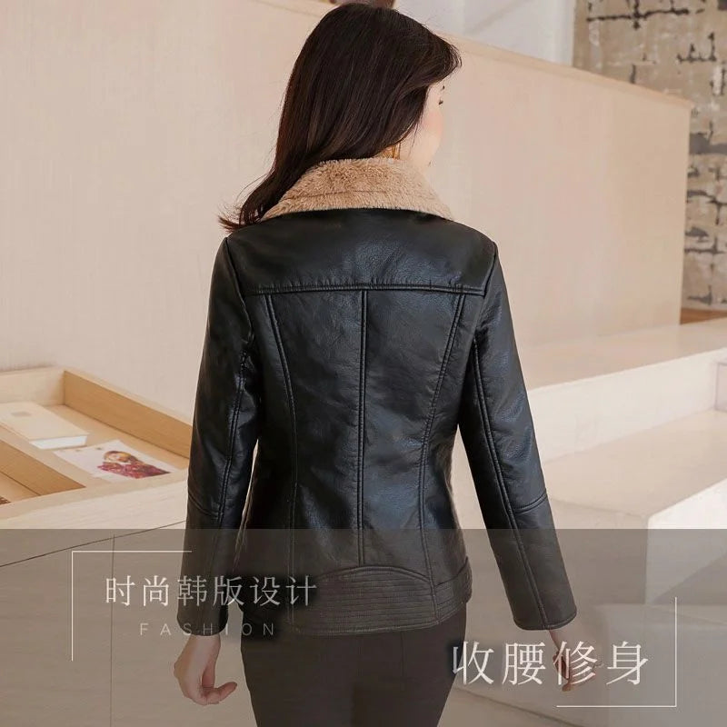 New Winter Pu Leather Jacket Short Blazers Coat