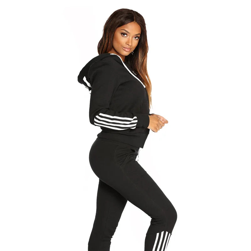 Spring Autumn Women Sweatshirt Set Solid Color Casual