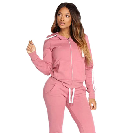 Spring Autumn Women Sweatshirt Set Solid Color Casual