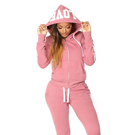 Spring Autumn Women Sweatshirt Set Solid Color Casual