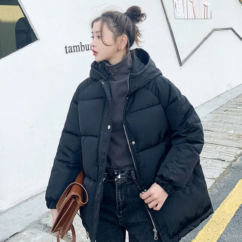 Women Short Jacket Winter Thick Hooded Cotton Padded