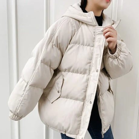 Women Short Jacket Winter Thick Hooded Cotton Padded
