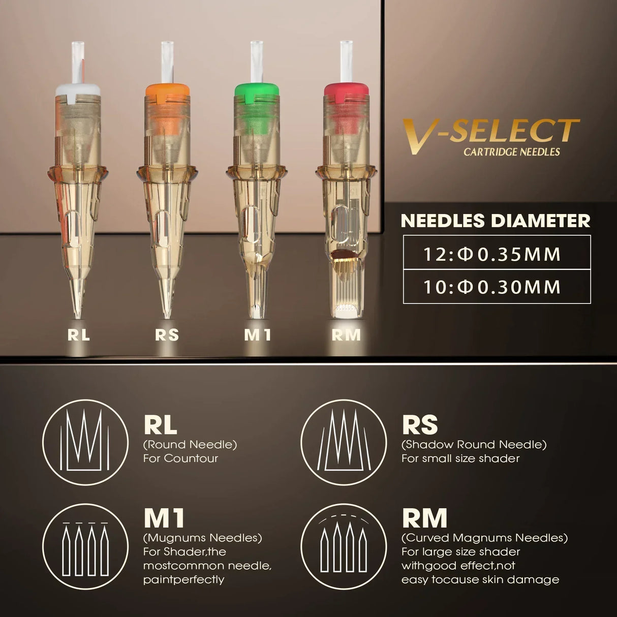 Mixed Sizes Ez V-Select Cartridge Tattoo Needle