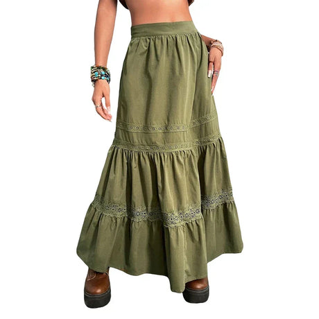 S Vintage Green Pleated Skirts Korean Fashion Holiday