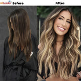 Set Synthetic Hair Clip In Long Wavy Thick