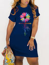 Casual Dress, Women' Plus Floral & Letter Print