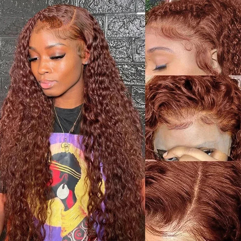 Reddish Brown  Frontal Wig Deep Wave