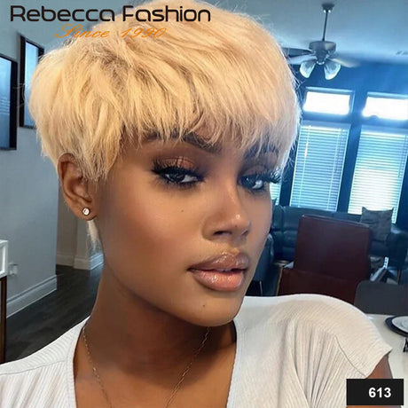 Pixie Short Cut Colored Straight Human Hair Bob