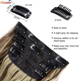 Set Synthetic Hair Clip In Long Wavy Thick