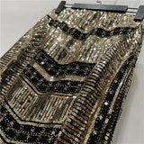 Autumn Retro Sequined X Long Skirt Vintage Beading