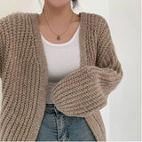 Cakulo Vintage Harajuku Lantern Sleeve Women Cardigan Sweater