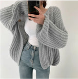 Cakulo Vintage Harajuku Lantern Sleeve Women Cardigan Sweater