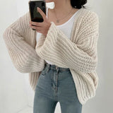 Cakulo Vintage Harajuku Lantern Sleeve Women Cardigan Sweater