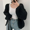 Cakulo Vintage Harajuku Lantern Sleeve Women Cardigan Sweater