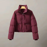 Casual Cotton-Padded Women'S Short Korean Version Of Stand