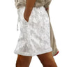 Chic Women Shorts Folded Hem Solid Color Women