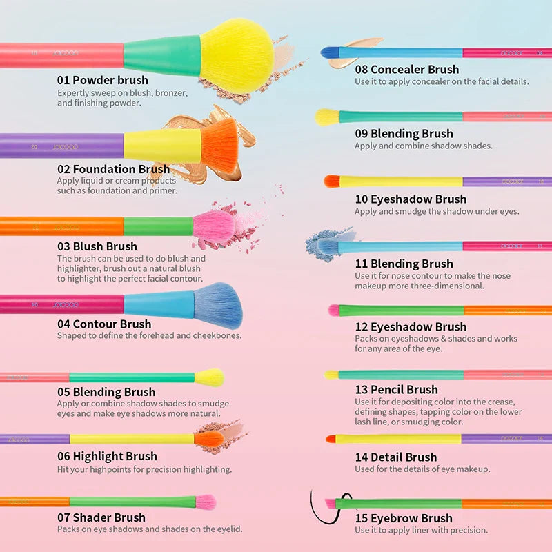 Docolor Colorful Makeup Brushes Cosmetic Foundation Powder