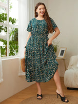 Fashion Big Size Women' Clothing Dress Summer O-Neck