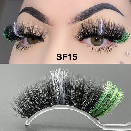 Fluffy Mink Eyelashes Colored Lashes With Glitter