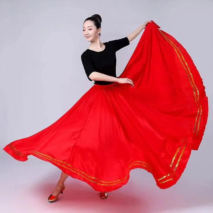 Gypsy Woman Spanish Flamenco Skirt Polyester Satin Smooth