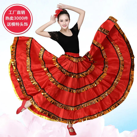 Gypsy Woman Spanish Flamenco Skirt Polyester Satin Smooth