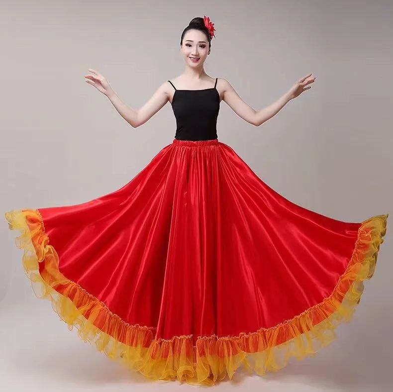 Gypsy Woman Spanish Flamenco Skirt Polyester Satin Smooth