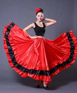 Gypsy Woman Spanish Flamenco Skirt Polyester Satin Smooth