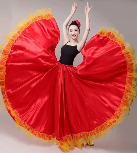 Gypsy Woman Spanish Flamenco Skirt Polyester Satin Smooth