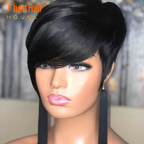 Pixie Short Cut Straight Bob Wig With Bangs