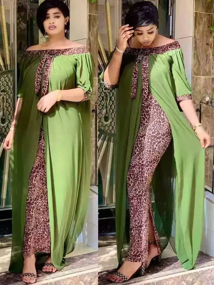 Autumn Sexy Leopard Printed Dashiki African Dresses For