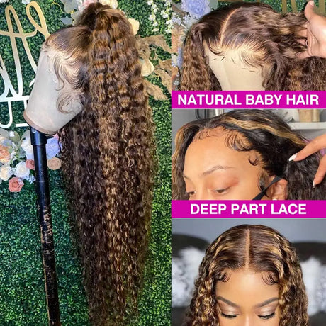 Highlight Ombre Lace Front Wig Curly Human Hair