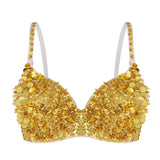 Womens Belly Dancing Bustier Bra Fashion Sparkle Glittering