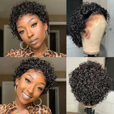 Pixie Cut Perruque Short Curly Human Hair Wigs