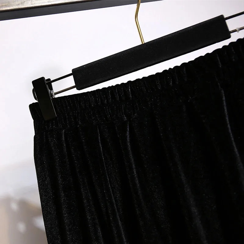 Plus Women'S Autumn Loose Elastic Waist Velvet Skirt