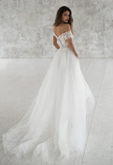 Boho Beach Wedding Dress Off The Shoulder V-Neck