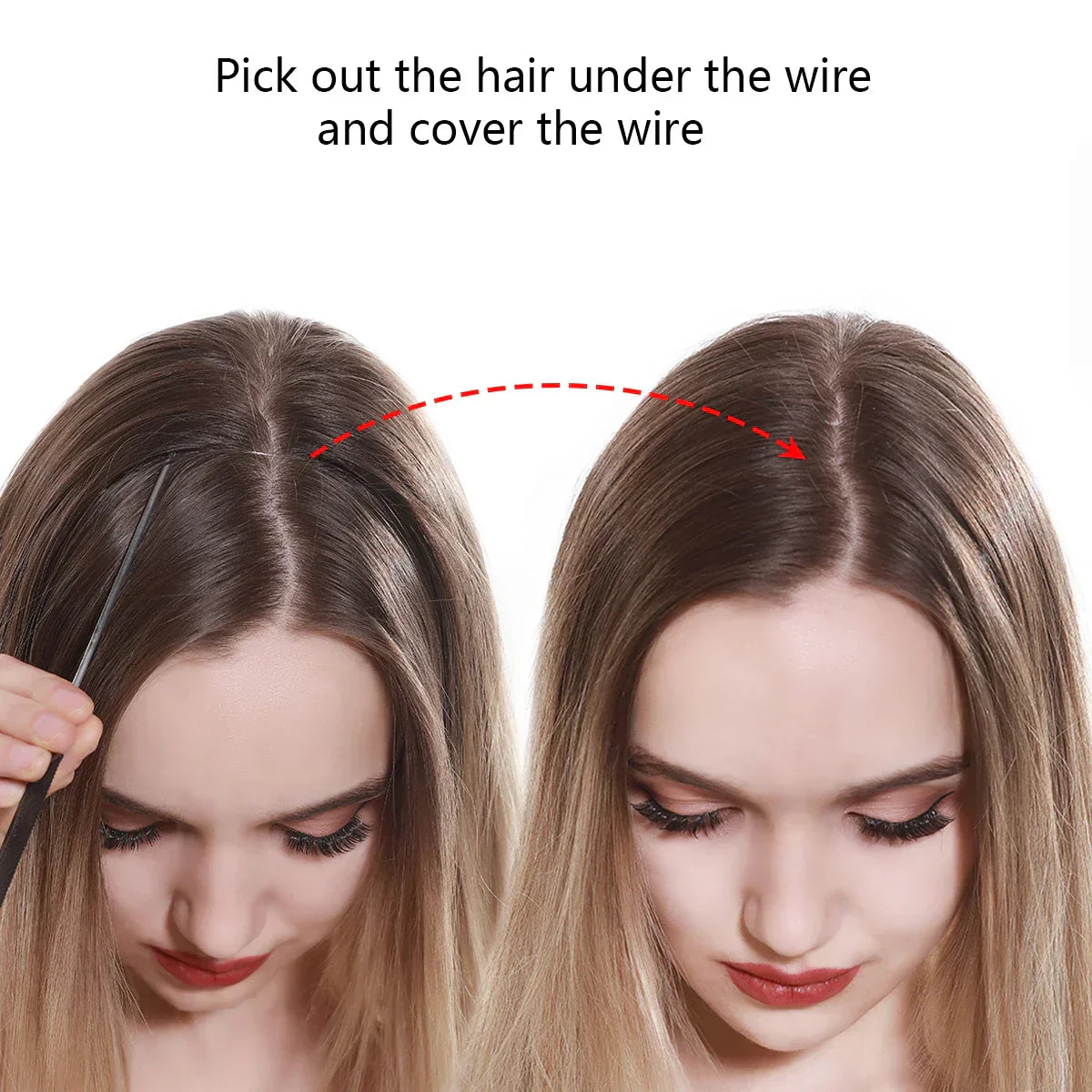 Synthetic Hair Extension No Clip Natural Hair Piece