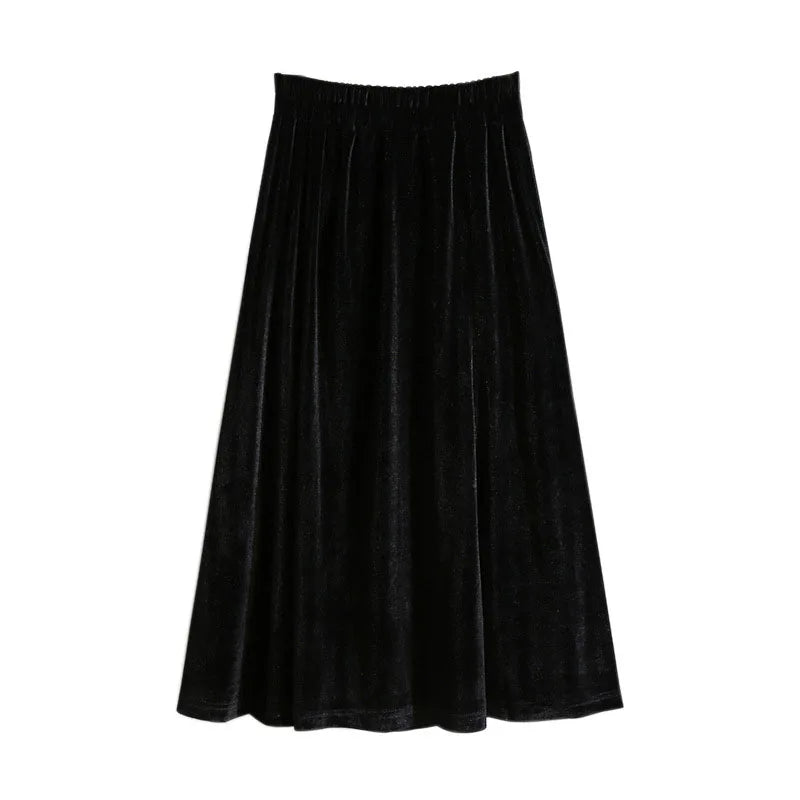 Plus Women'S Autumn Loose Elastic Waist Velvet Skirt