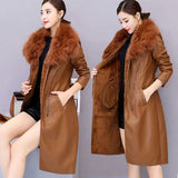 Women'S Leather Jacket Winter New Add Velvet Warm