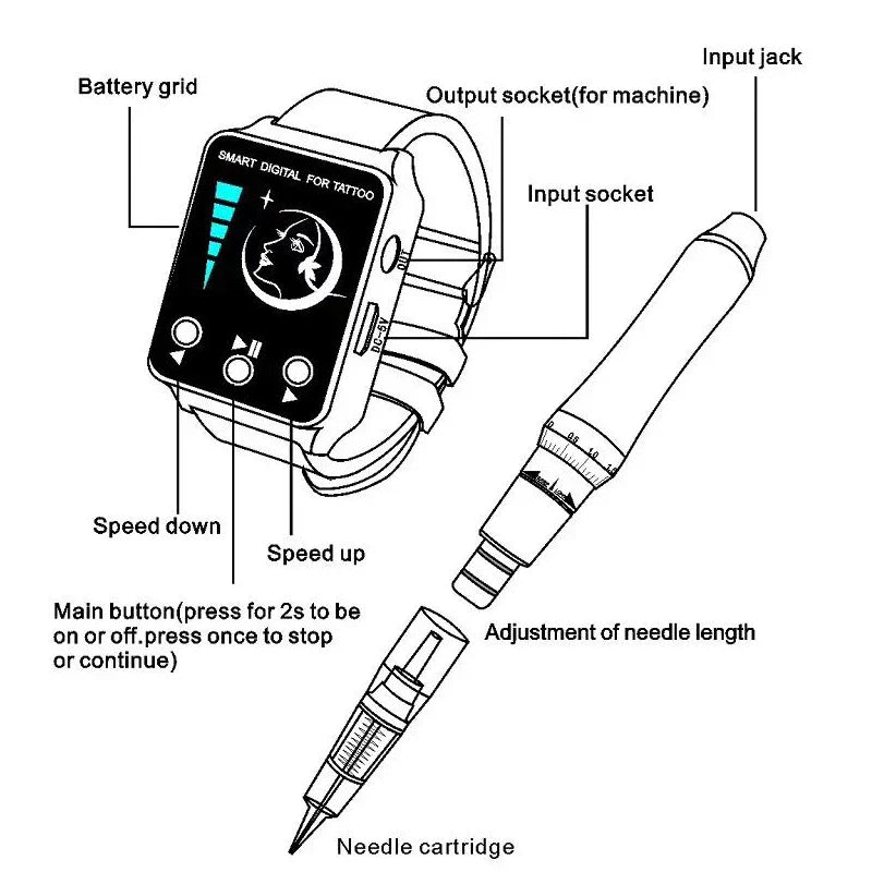 Smart Digital Wireless Permanent Makeup Watch Tattoo Machine