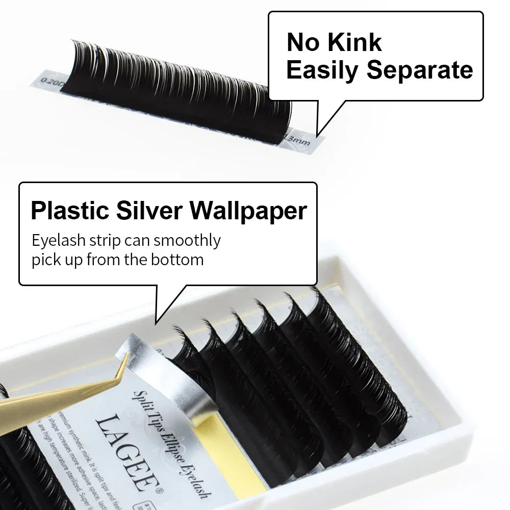 Lagee Flat Ellipse Eyelashes Extensions Matte Black Split