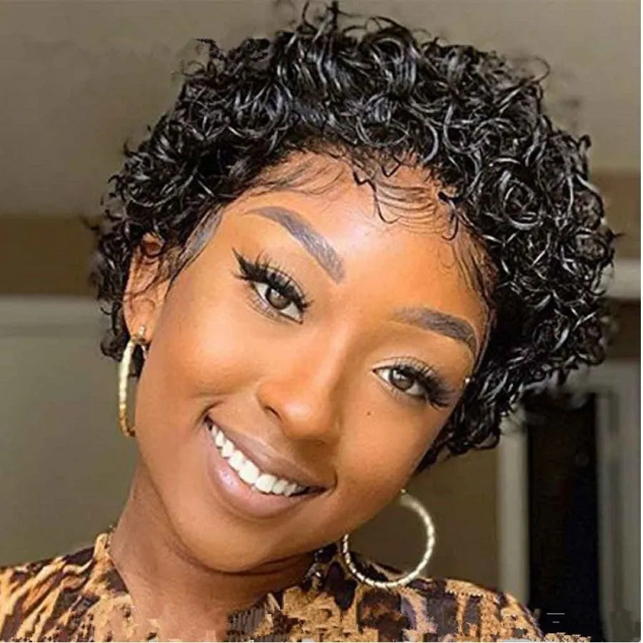 Human Hair Short Jerry Curly Wig Afro