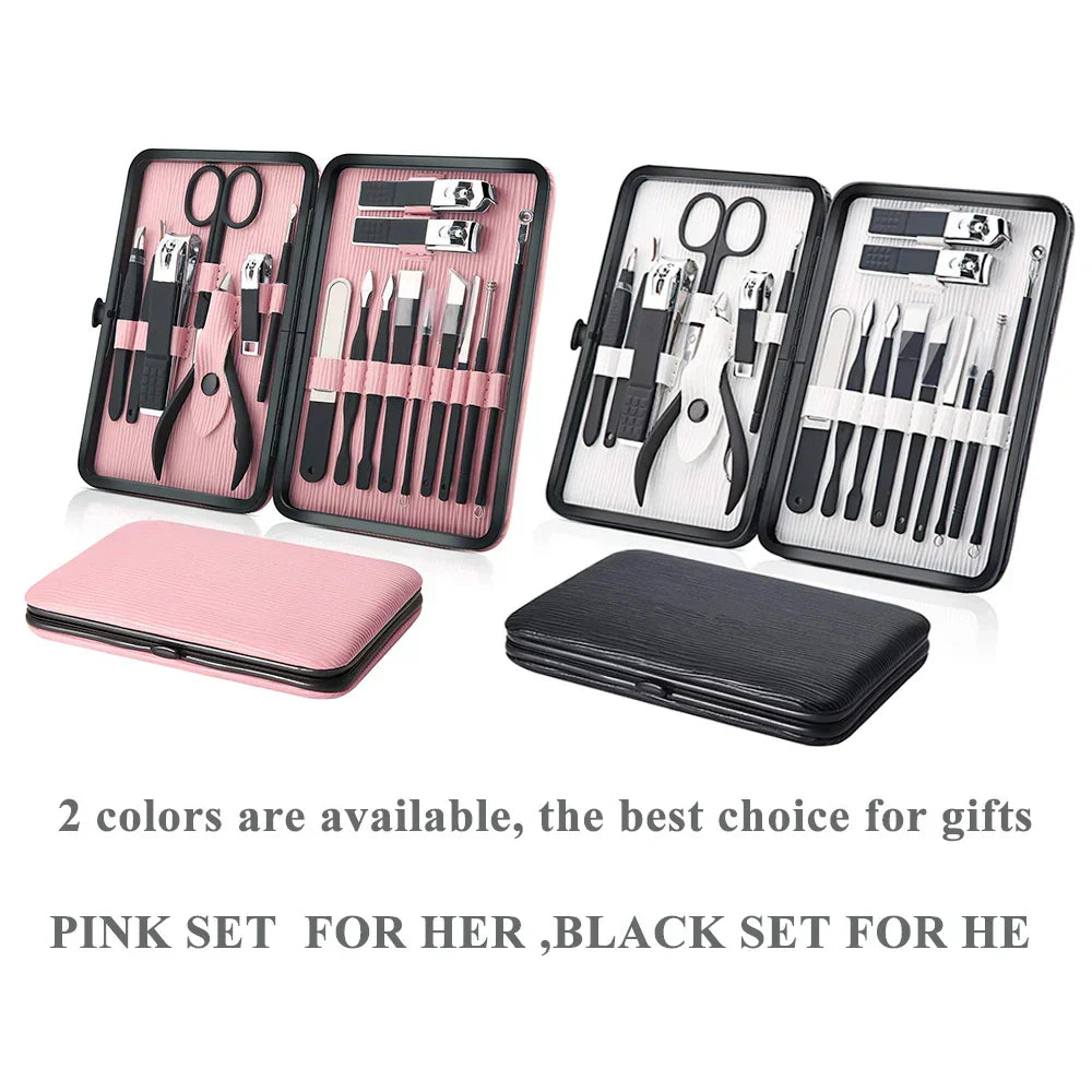 Professional Manicure Set Kit Pedicure Scissor Tweezer Eyebrow