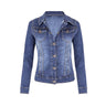 Short Denim Jackets Women Autumn Wash Long Sleeve
